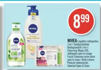 Pharmaprix Nivea biodegradable 3-in-1 cleansing wipes (40), facial cleansers or body lotions offer