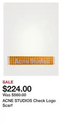 Holt Renfrew Acne studios check logo scarf offer