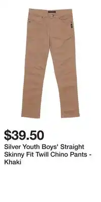 Mark's Silver youth boys' straight skinny fit twill chino pants - khaki offer