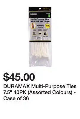Dollarama Duramax multi-purpose ties 7.5 40pk (assorted colours) - case of 36 offer