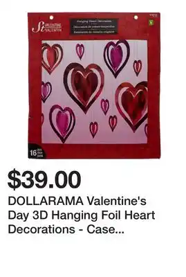 Dollarama Dollarama valentine's day 3d hanging foil heart decorations - case of 12 offer