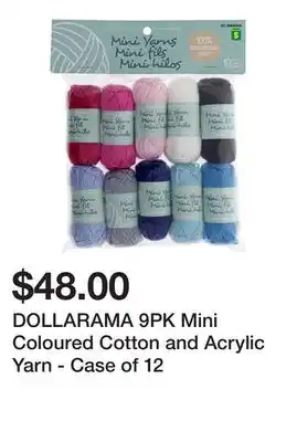 Dollarama Dollarama 9pk mini coloured cotton and acrylic yarn - case of 12 offer