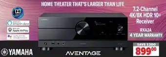 2001 Audio Video Yamaha 7.2 channel 4k/8k hdr 10+ receiver offer