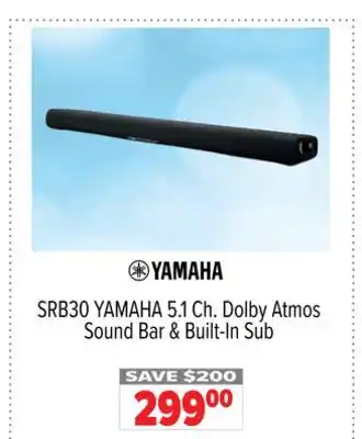 2001 Audio Video Yamaha 5.1 ch. dolby atmos sound bar & built-in sub offer
