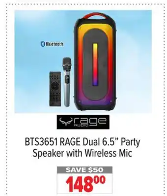 2001 Audio Video Rage dual 6.5 party speaker with wireless mic offer