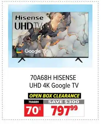 2001 Audio Video Hisense 70 uhd 4k google tv offer