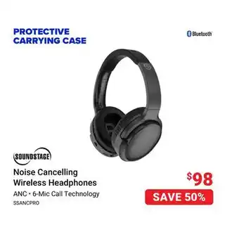 Visions Electronics Soundstage noise cancelling wireless headphones offer