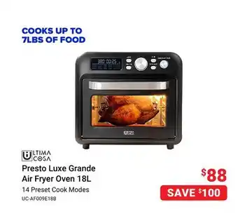 Visions Electronics Ultima cosa presto luxe grande air fryer oven 18l offer