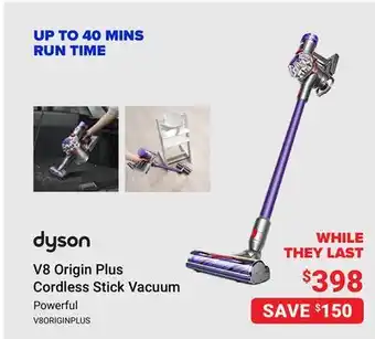 Visions Electronics Dyson v8 origin plus cordless stick vacuum offer