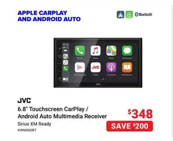 Visions Electronics Jvc 6.8 touchscreen carplay / android auto multimedia receiver offer