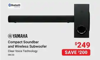 Visions Electronics Yamaha compact soundbar and wireless subwoofer offer