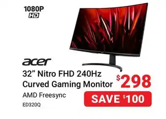 Visions Electronics Acer 32 nitro fhd 240hz curved gaming monitor offer