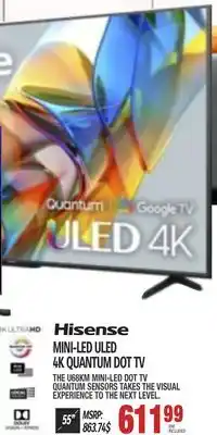 Centre Hi-Fi Hisense mini-led uled 4k quantum dot tv, 55 offer