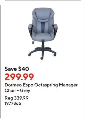 Staples Dormeo espo octaspring manager chair - grey offer