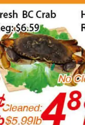 Seasons Foodmart Fresh bc crab offer
