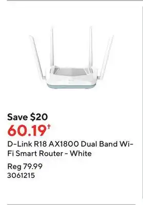 Staples D-link r18 ax1800 dual band wi-fi smart router - white offer