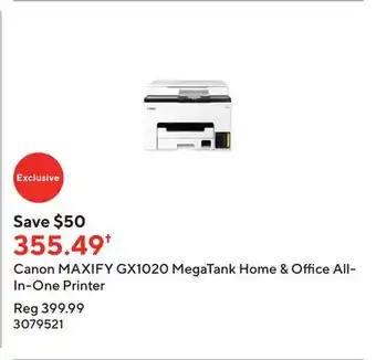 Staples Canon maxify gx1020 megatank home & office all-in-one printer offer