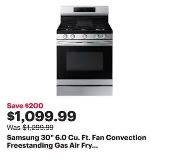 Best Buy Samsung 30 6.0 cu. ft. fan convection freestanding gas air fry range (nx60a6511ss) - stainless offer