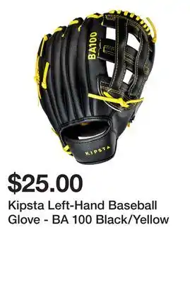 Decathlon Kipsta left-hand baseball glove - ba 100 black/yellow offer