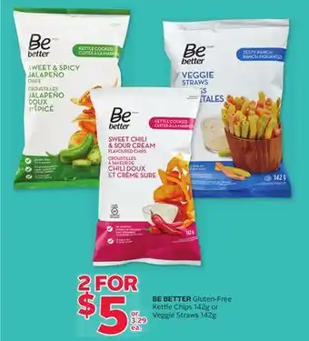 Rexall Be better gluten-free kettle chips 142g or veggie straws 142g offer