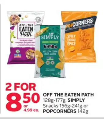 Rexall Off the eaten path 128g-177g, simply snacks 156g-241g or popcorners 142g offer