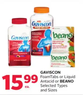 Rexall Gaviscon foamtabs or liquid antacid or beano offer