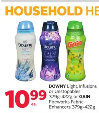 Rexall Downy light, infusions or unstopables 379g-422g or gain fireworks fabric enhancers 379g-422g offer