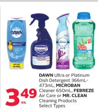 Rexall Dawn ultra or platinum dish detergent 366ml-473ml, microban cleaner 650ml, febreze air care or mr. clean cleaning products offer