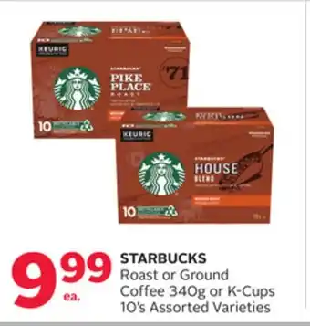 Rexall Starbucks roast or ground coffee 340g or k-cups 10's offer