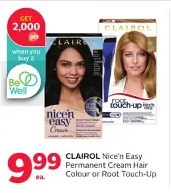 Rexall Clairol nice'n easy permanent cream hair colour or root touch-up offer