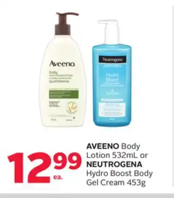 Rexall Aveeno body lotion 532ml or neutrogena hydro boost body gel cream 453g offer