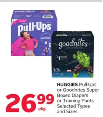 Rexall Huggies pull. ups or goodnites super boxed diapers or training pants offer