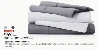 Sleep Country Egyptian cotton sheet set offer