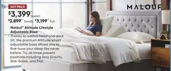 Sleep Country Malouf altitude lifestyle adjustable base offer