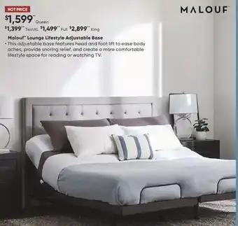 Sleep Country Malouf lounge lifestyle adjustable base offer