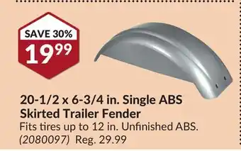 Princess Auto 20-1/2 x 6-3/4 in. single abs skirted trailer offer