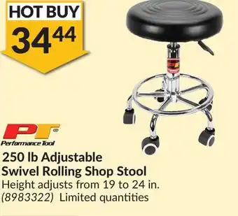 Princess Auto 250 lb adjustable swivel rolling shop stool offer