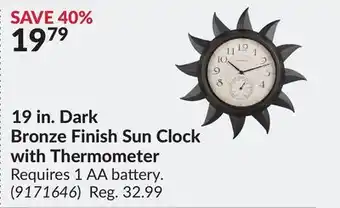 Princess Auto 19 in dark bronze finish sun clock with thermometer offer