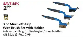 Princess Auto 3 pc mini soft-grip wire brush set with holder offer
