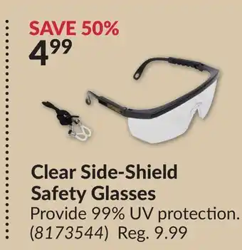 Princess Auto Clear side-shield safety glasses offer