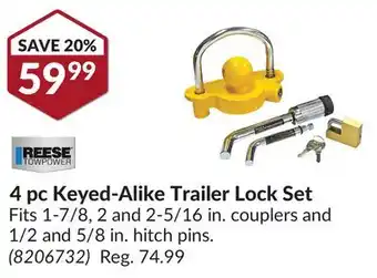 Princess Auto 4 pc keyed-alike trailer lock set offer