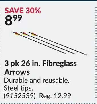 Princess Auto 3 pk 26 in. fibreglass arrows offer