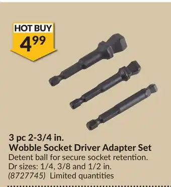 Princess Auto 3 pc 2-3/4 in. wobble socket driver adapter set offer