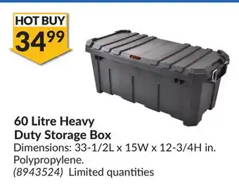 Princess Auto 60 litre heavy duty storage box offer