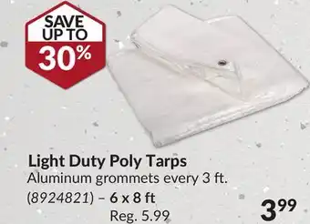 Princess Auto Light duty poly tarps offer