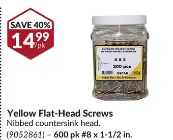 Princess Auto Yellow flat-head screws offer