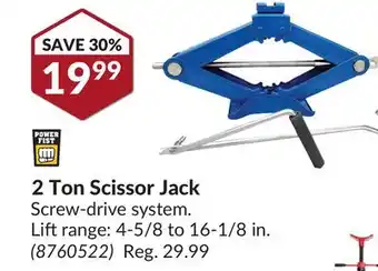 Princess Auto 2 ton scissor jack offer