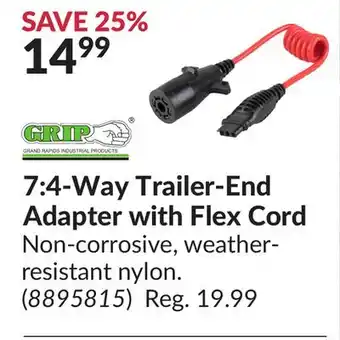 Princess Auto 7:4-way trailer-end adapter with flex cord offer