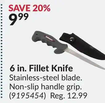 Princess Auto 6 in. fillet knife offer