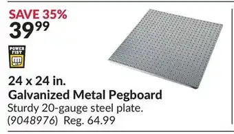 Princess Auto 24 x 24 in. galvanized metal pegboard offer